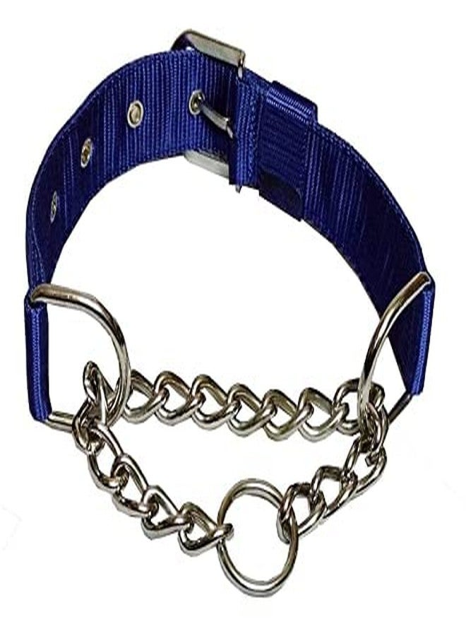Pups&Pets Adjustable Dogs Nylon Half Chain Collar and Stainless Steel Half Choker for All Breed Dogs and Puppies, Blue - Medium-1 inches - Image 2